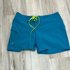 Cute Athleta green Board Shorts with Lime Green Accents size 2